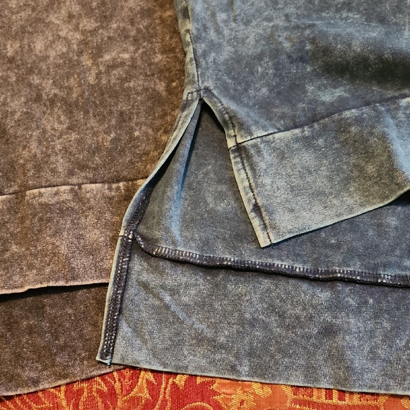 2 Zenana Outfitters V-Neck Tees - Stone-Washed Dark Gray and Blue, Small - Picture 6 of 10